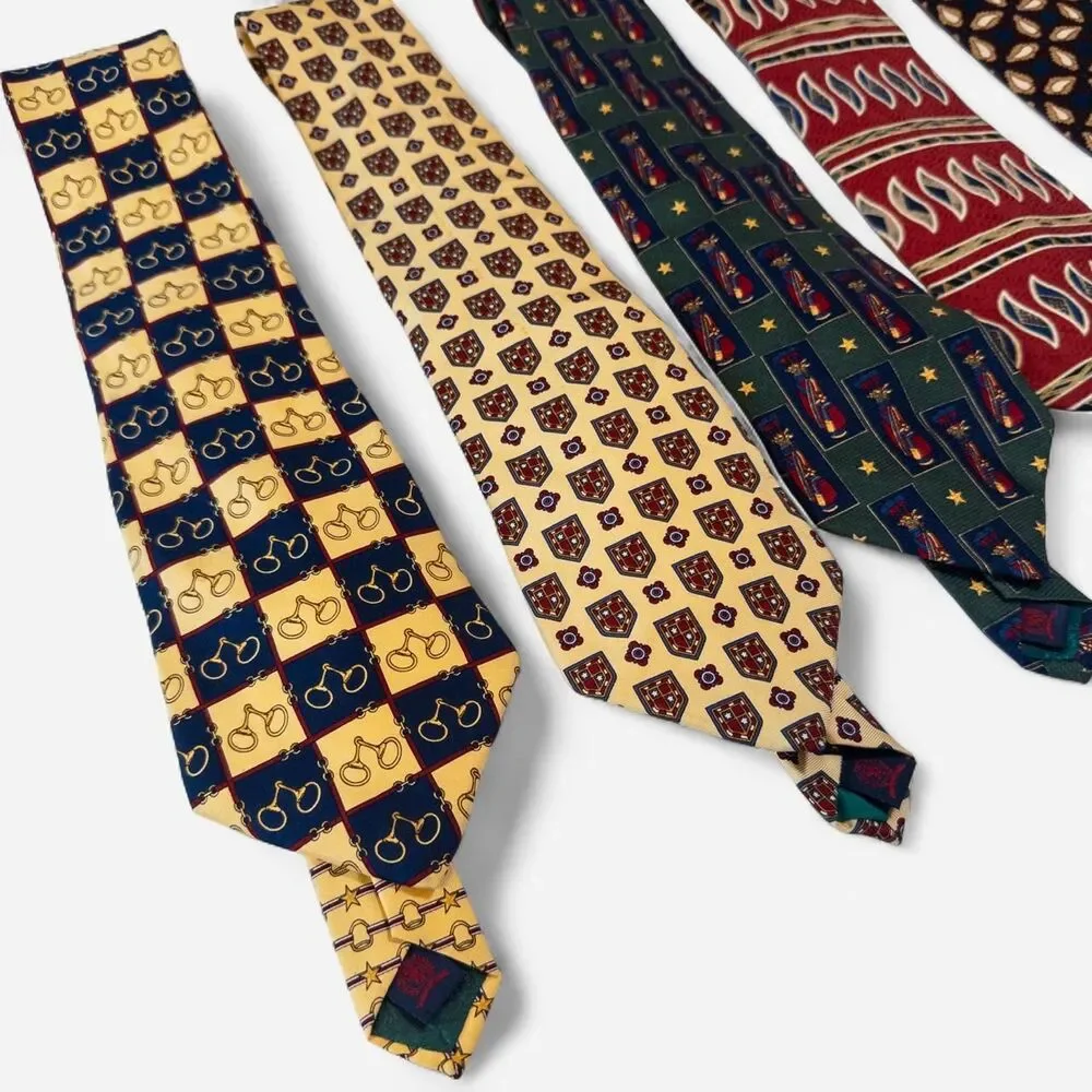 Vintage 100% Silk Designer Tie Bundle 6pc Tommy Hilfiger Dior Feraud